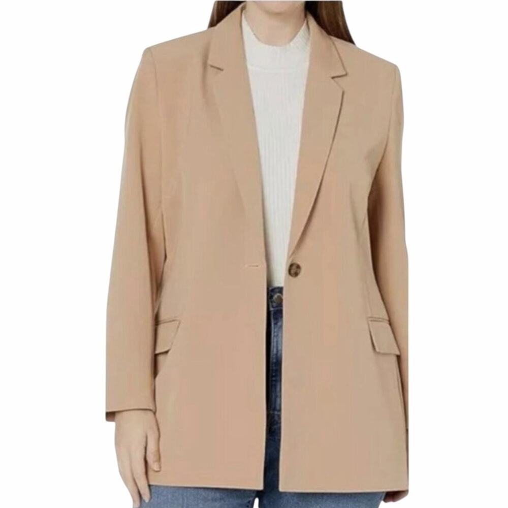 The Drop Blazer Classic Tan Single-Button Jacket Notch Lapel Women’s Size XXL